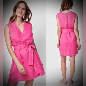 Faherty Mary French Rose Linen Mini Dress w/belt in Pink color Size Medium NWT